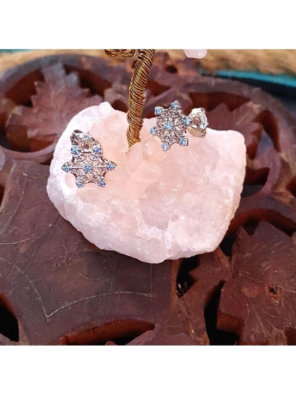 Ice Blue Snowflake Earrings By Fragrant Jewels